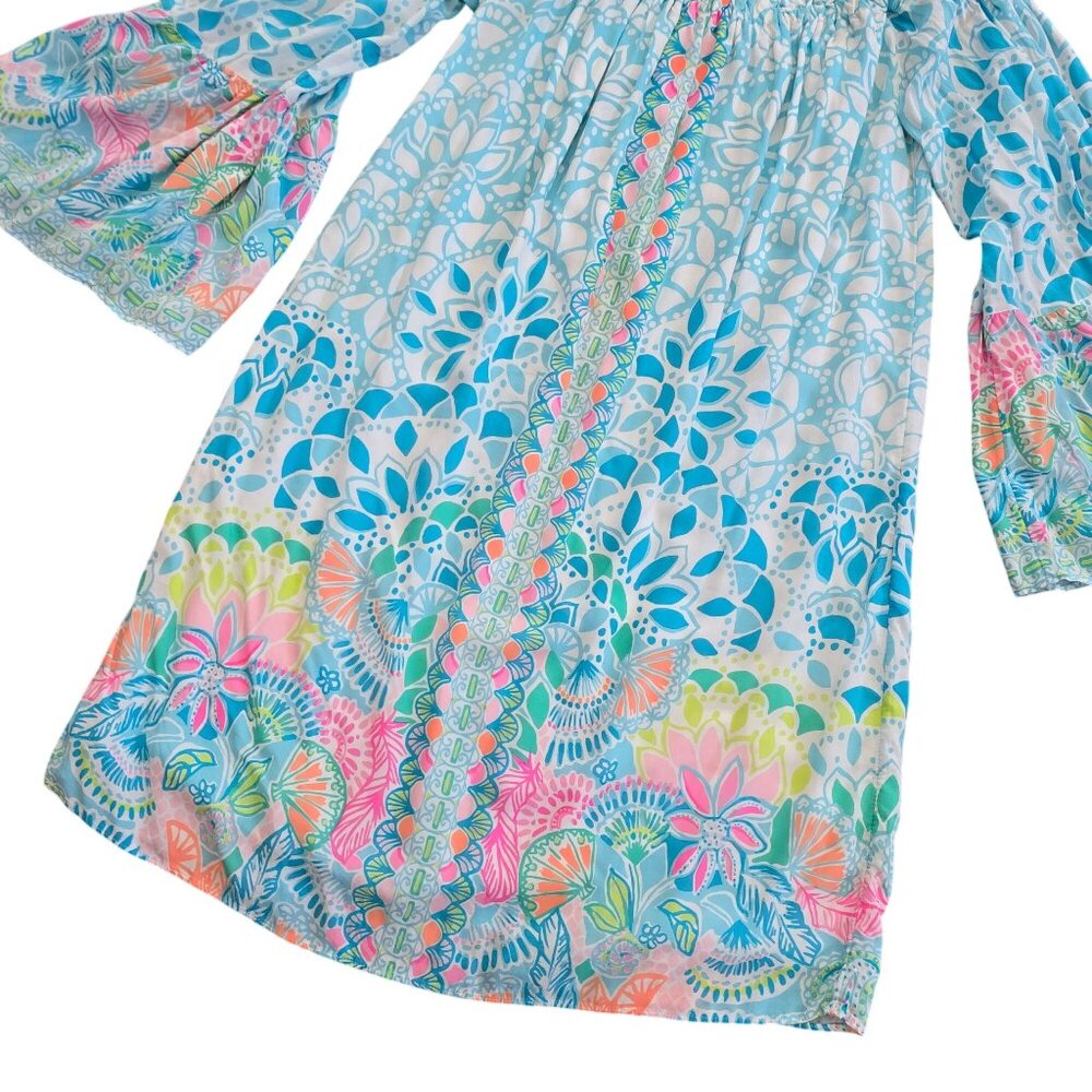 Lilly Pulitzer Nevie Caribbean Citrus Dress Off-The-Shoulder Dress Size Small - Picture 8 of 9